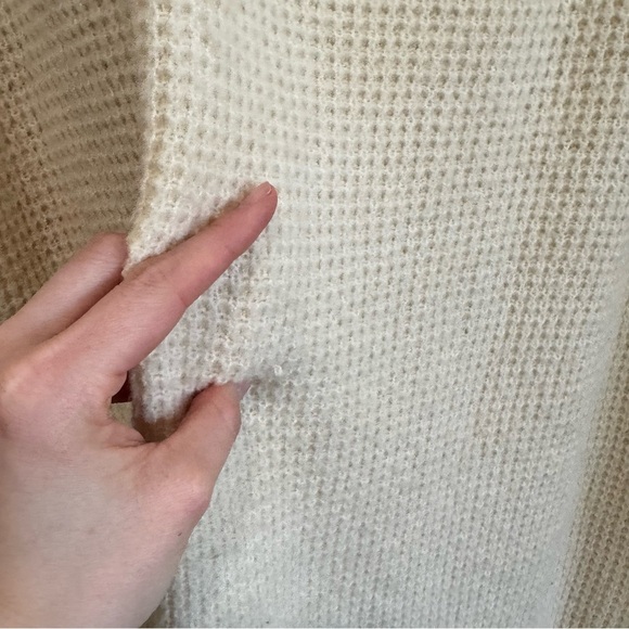 Free People Intimately M/L Cream Comfy Oversized Waffle Knit Pullover Sweater - Picture 5 of 10